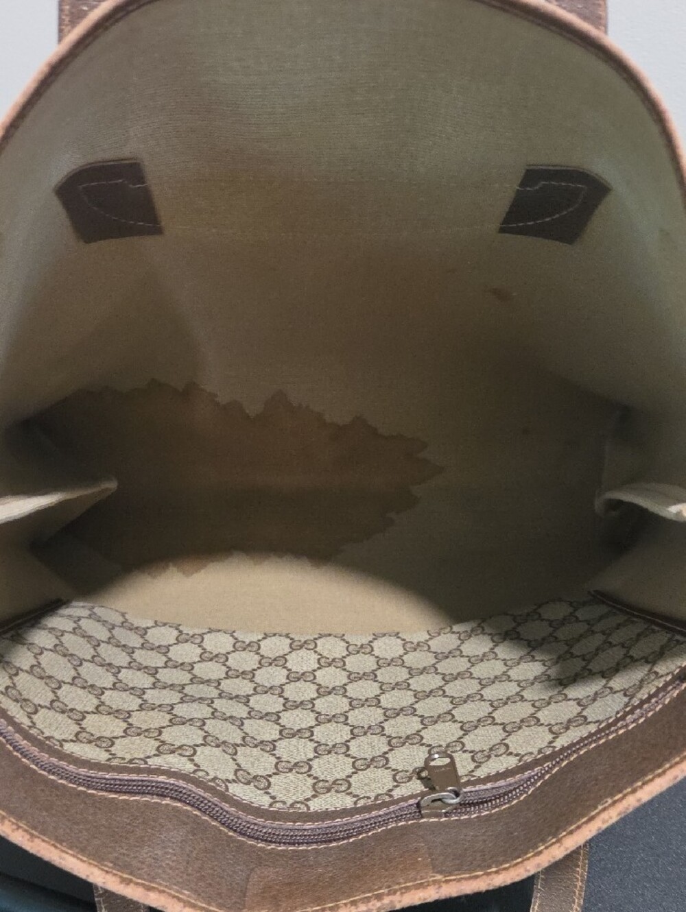 Gucci Beige GG Canvas Tote with Brown Leather and Sherryline- PROJECT - Picture 10 of 14